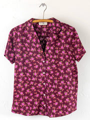 Mix & Match Cotton Short Sleeve Pajama Top - Porto Ditsy Merlot