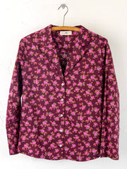 Mix & Match Cotton Long Sleeve Pajama Top - Porto Ditsy Merlot