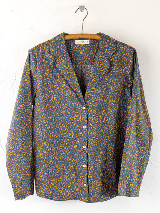 Mix & Match Cotton Long Sleeve Pajama Top - Mari Ditsy Navy