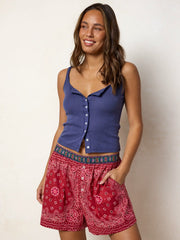 Dream On Cotton Boxer Shorts - Brimfield Bandana Ruby