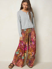 Make A Move "ButterSoft" Knit Palazzo Pants - Electric Garden Autumn