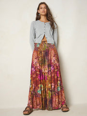 Make A Move "ButterSoft" Knit Palazzo Pants - Electric Garden Autumn
