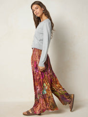 Make A Move "ButterSoft" Knit Palazzo Pants - Electric Garden Autumn