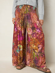 Make A Move "ButterSoft" Knit Palazzo Pants - Electric Garden Autumn