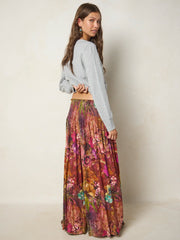 Make A Move "ButterSoft" Knit Palazzo Pants - Electric Garden Autumn