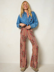 Cali Knit Flare Pants - Batik Garden Red