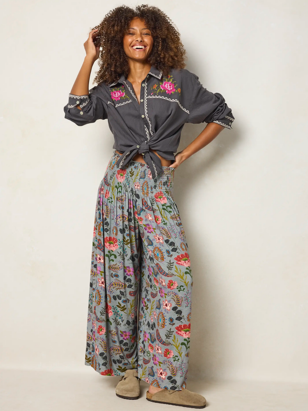 Make A Move "ButterSoft" Knit Palazzo Pants - Femme Folk Teal