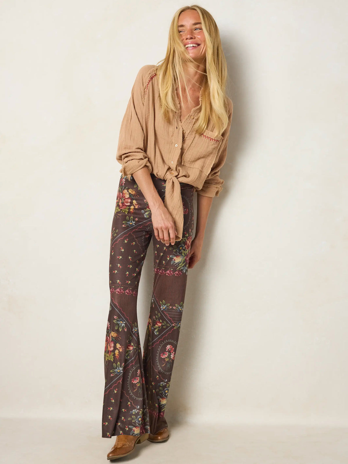 Cali Knit Flare Pants - Crafted Bouquets Chocolate