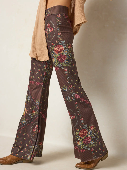 Cali Knit Flare Pants - Crafted Bouquets Chocolate