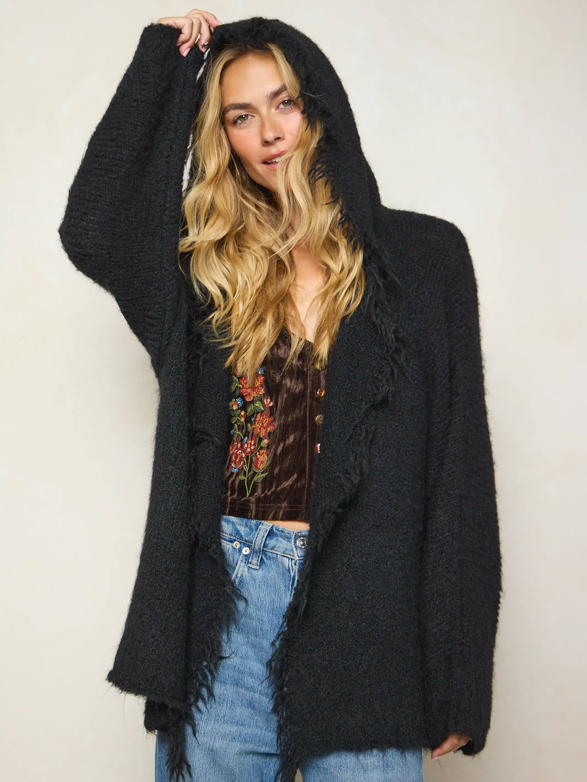 On the Fringe Cardigan - Black
