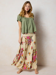 Live-In-It Knit "ButterSoft" Convertible Maxi Skirt - English Garden Cream