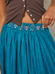 Emory Reversible Cotton Maxi Skirt - Paisley Petals Blue