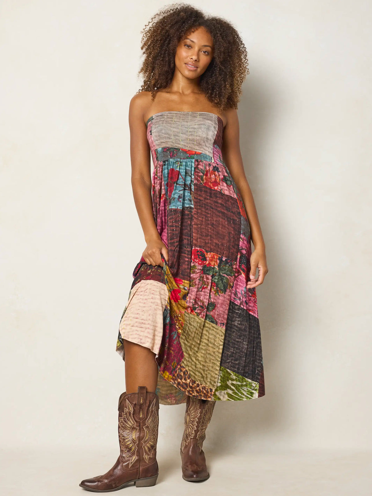 Live-In-It Knit "ButterSoft" Convertible Maxi Skirt - Jewel Quilt Multi