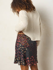 Sweetest Mini Slip Skirt - Ditsy Patchwork Black