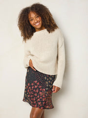 Sweetest Mini Slip Skirt - Ditsy Patchwork Black