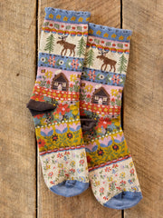 Boho Socks - Dusty Blue Moose