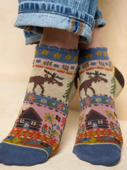 Boho Ankle Socks, Set of 3 - Moose