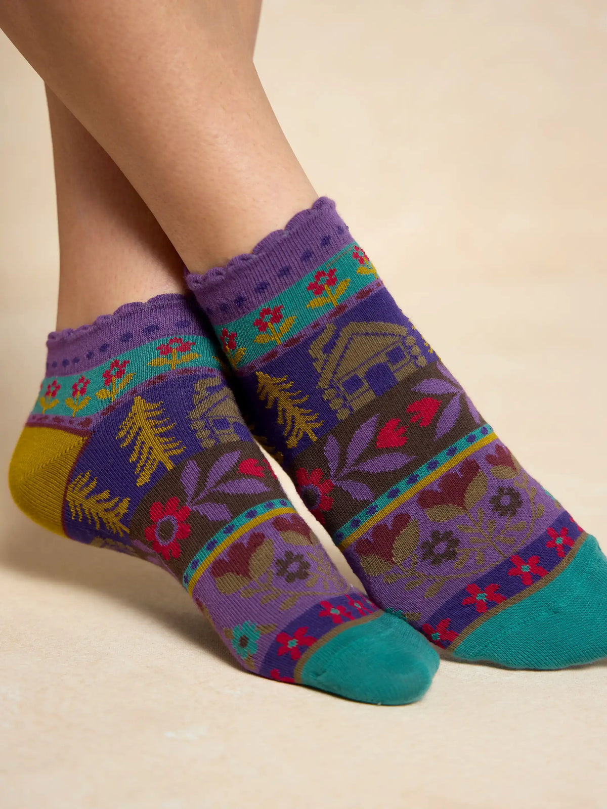 Boho Ankle Socks, Set of 3 - Moose