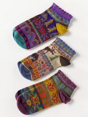 Boho Ankle Socks, Set of 3 - Moose