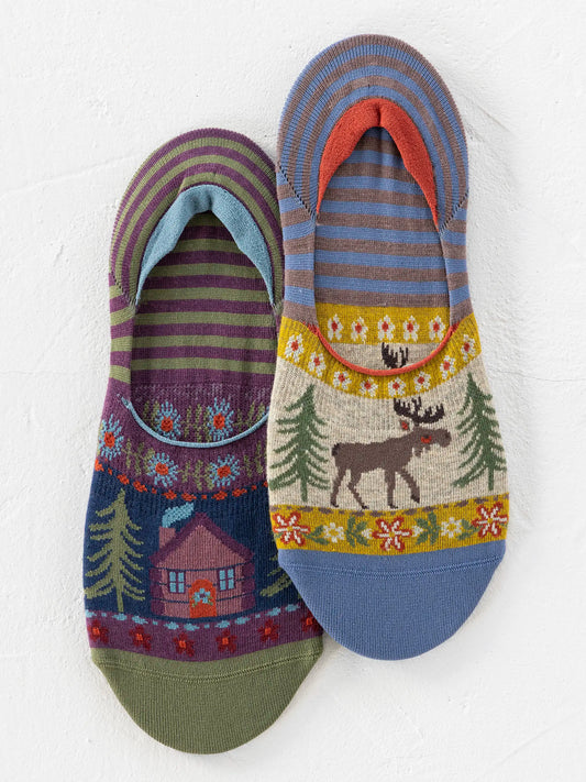 No Show Socks, Set of 2 - Tan Moose