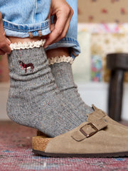 Little Things Embroidered Socks - Donkey