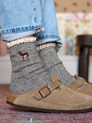 Little Things Embroidered Socks - Donkey