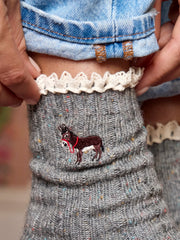 Little Things Embroidered Socks - Donkey