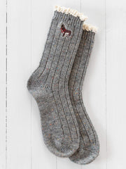 Little Things Embroidered Socks - Donkey