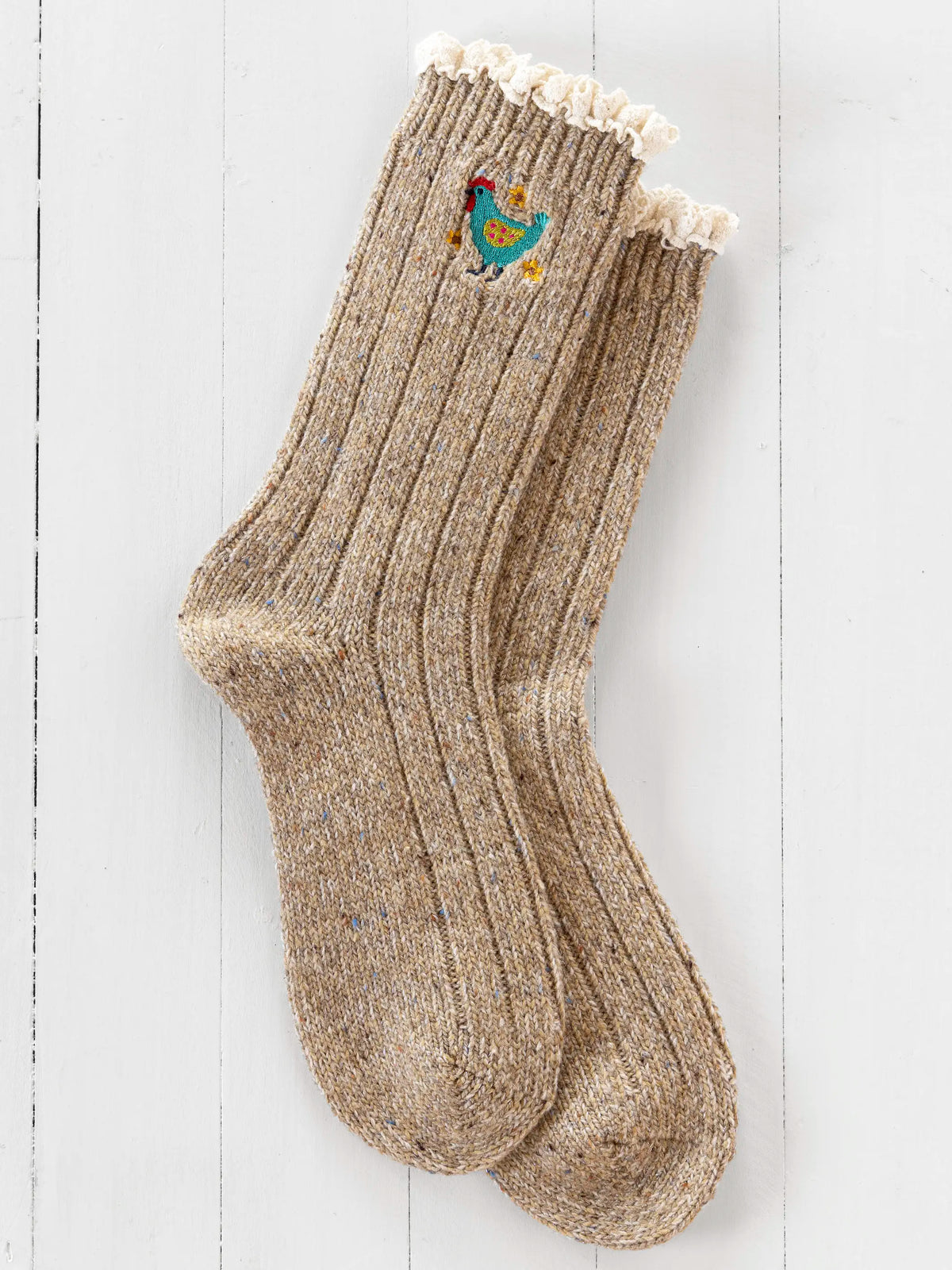 Little Things Embroidered Socks - Chicken