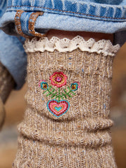Little Things Embroidered Socks - Folk Flower