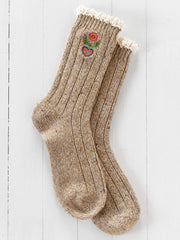 Little Things Embroidered Socks - Folk Flower