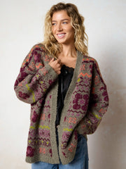 Calla Jacquard Cardigan Sweater - Festive Fairisle Grey