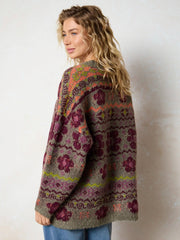 Calla Jacquard Cardigan Sweater - Festive Fairisle Grey