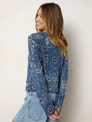 Your Everything Cardigan Sweater - Bandana Patchwork Indigo