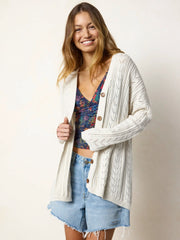 Pointelle Grandpa Cardigan - Cream