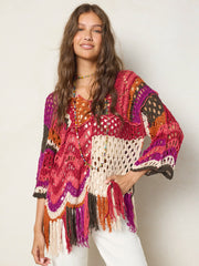 Joan Fringe Pullover Sweater - Magenta