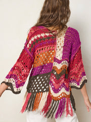 Joan Fringe Pullover Sweater - Magenta