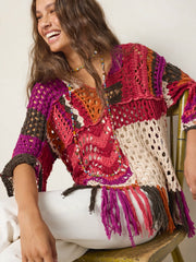 Joan Fringe Pullover Sweater - Magenta