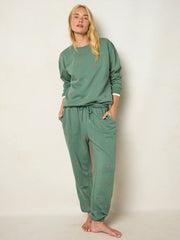 Fave Little Things Embroidered Jogger Pants - Olive Floral