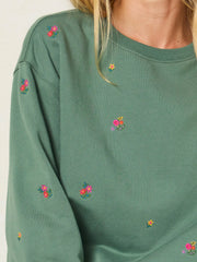 Fave Little Things Embroidered Sweatshirt - Olive Floral