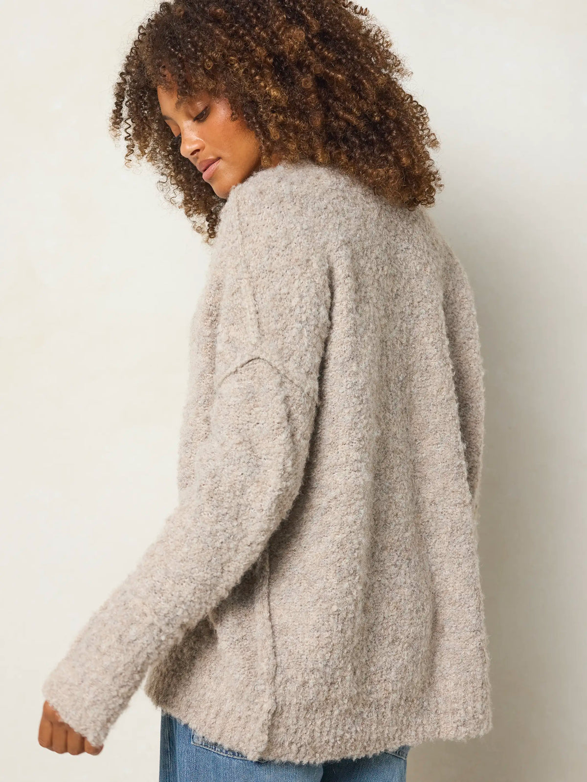 Like-A-Hug Boucle Cardigan Sweater - Mushroom