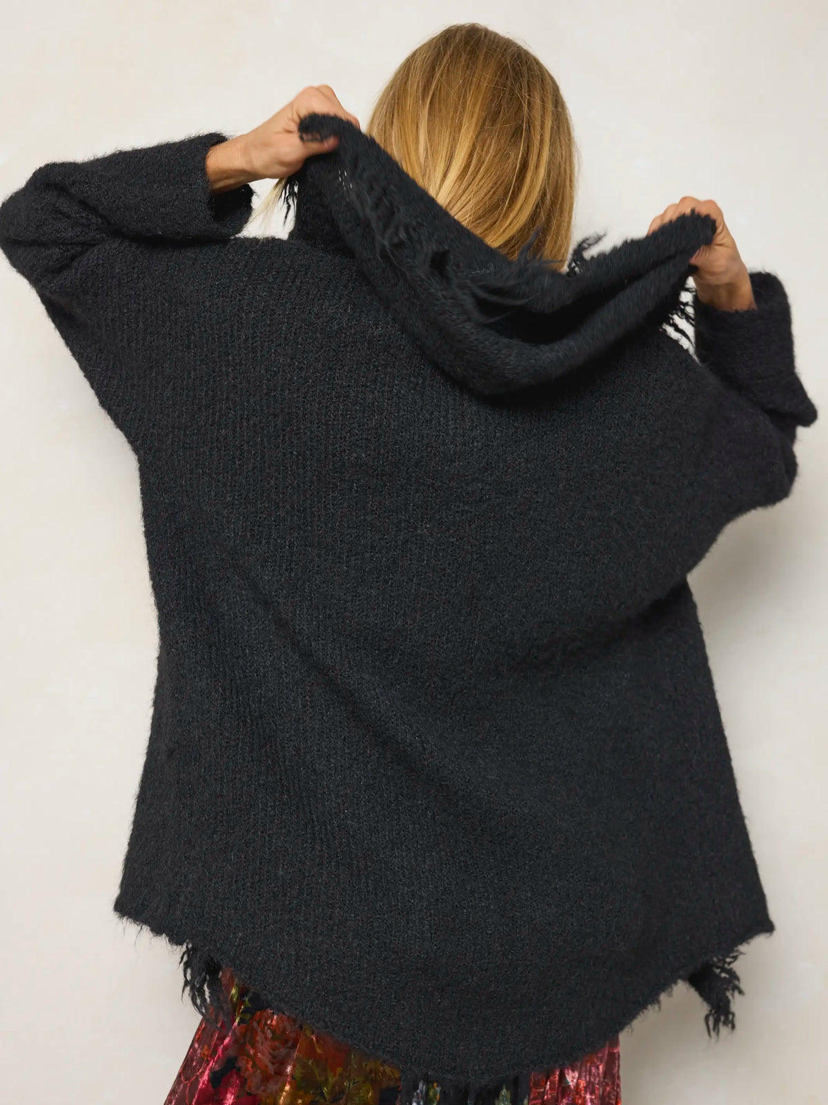 On the Fringe Cardigan - Black