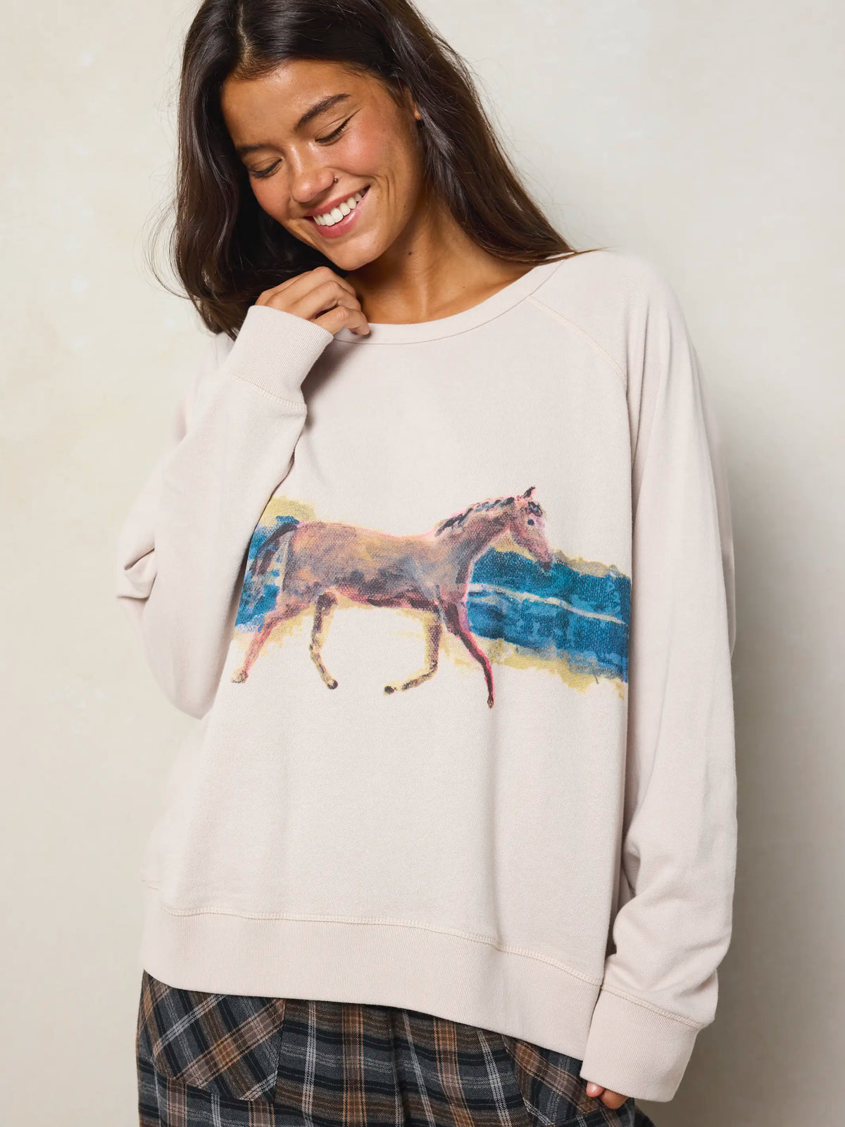 Old School Cotton Sweatshirt - Horse