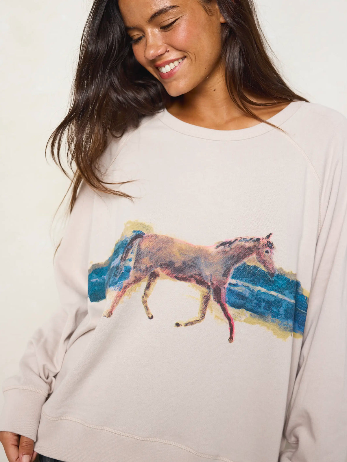 Old School Cotton Sweatshirt - Horse