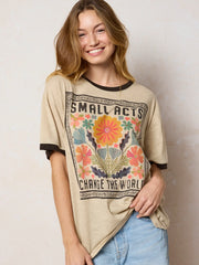Ringer Oversized Tee Shirt - Small Acts