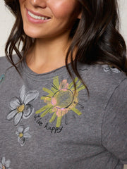 Aiden Cotton Icon Tee -  Charcoal Live Happy
