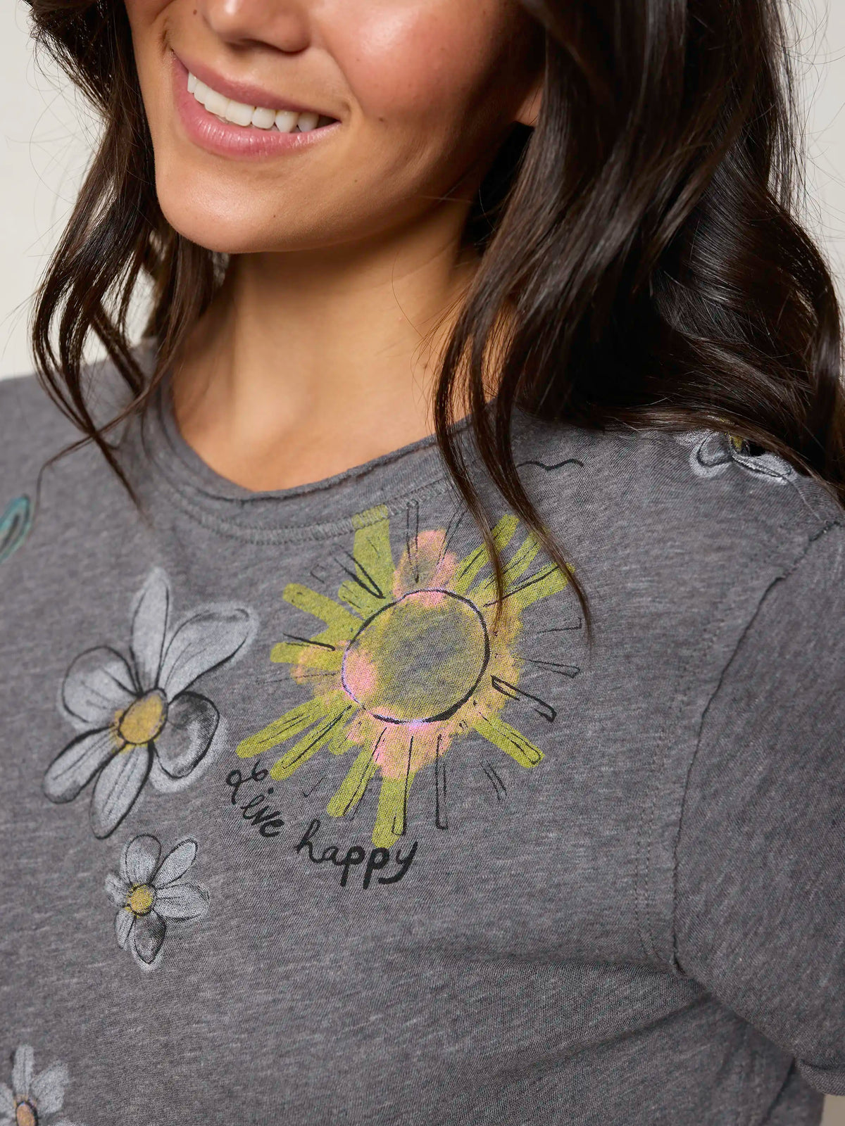 Aiden Cotton Icon Tee -  Charcoal Live Happy