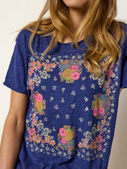 Aiden Cotton Graphic Tee - Tropic Bandana Navy