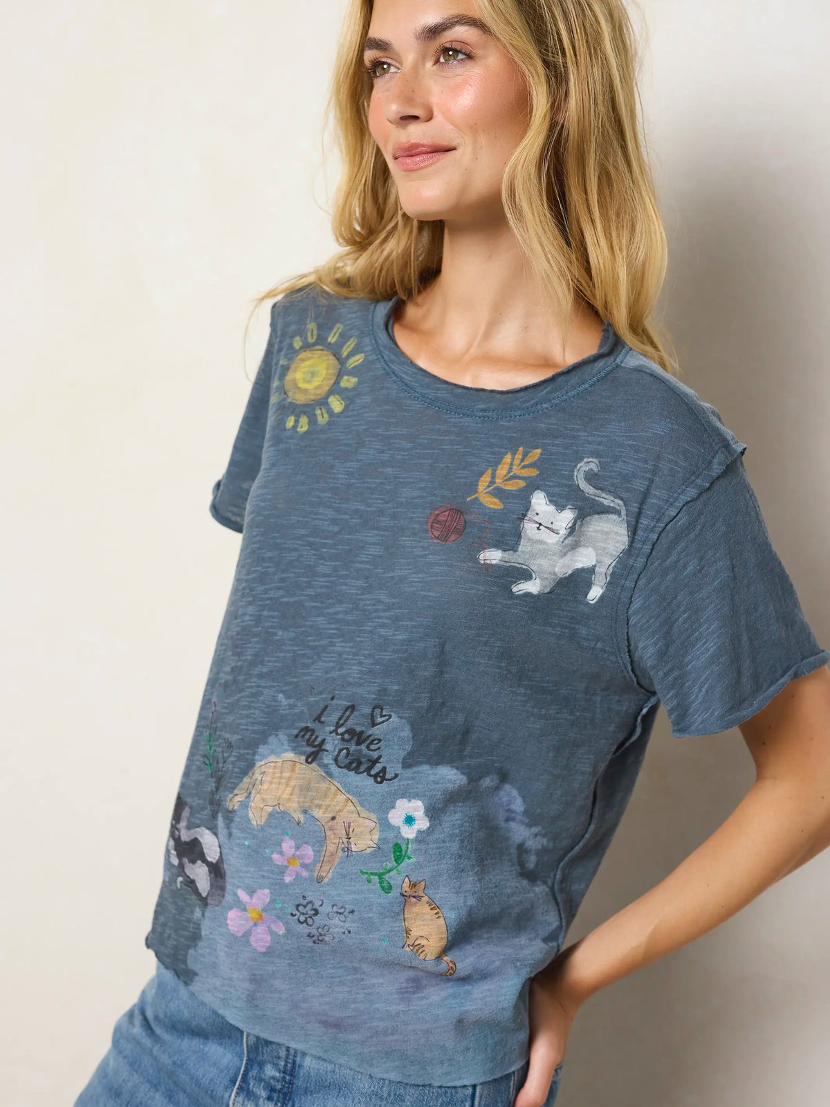 Aiden Cotton Icon Tee - I Love My Cats