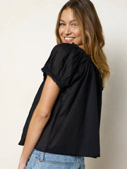 Sweet Nothings Embroidered Cotton Top - Black